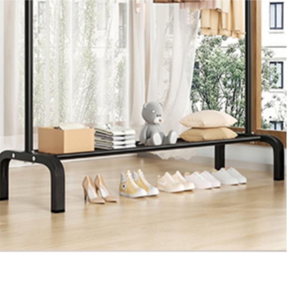 WEASHUME Black Metal Clothes Rack with Bottom Shelf Portable for Hanging  NWT - Picture 7 of 12